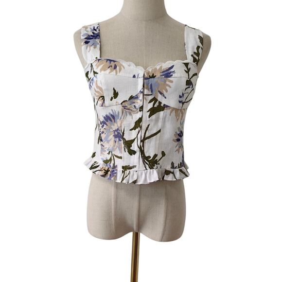 Reformation Anatolia Linen Two Piece Floral Serenity US 6 - Picture 6 of 16